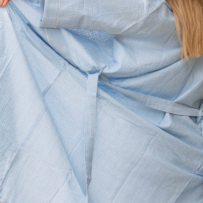 Unisex Sky Blue Waffle Linen Cotton Kimono Robe – Soft, Stylish & Comfortable for All Seasons