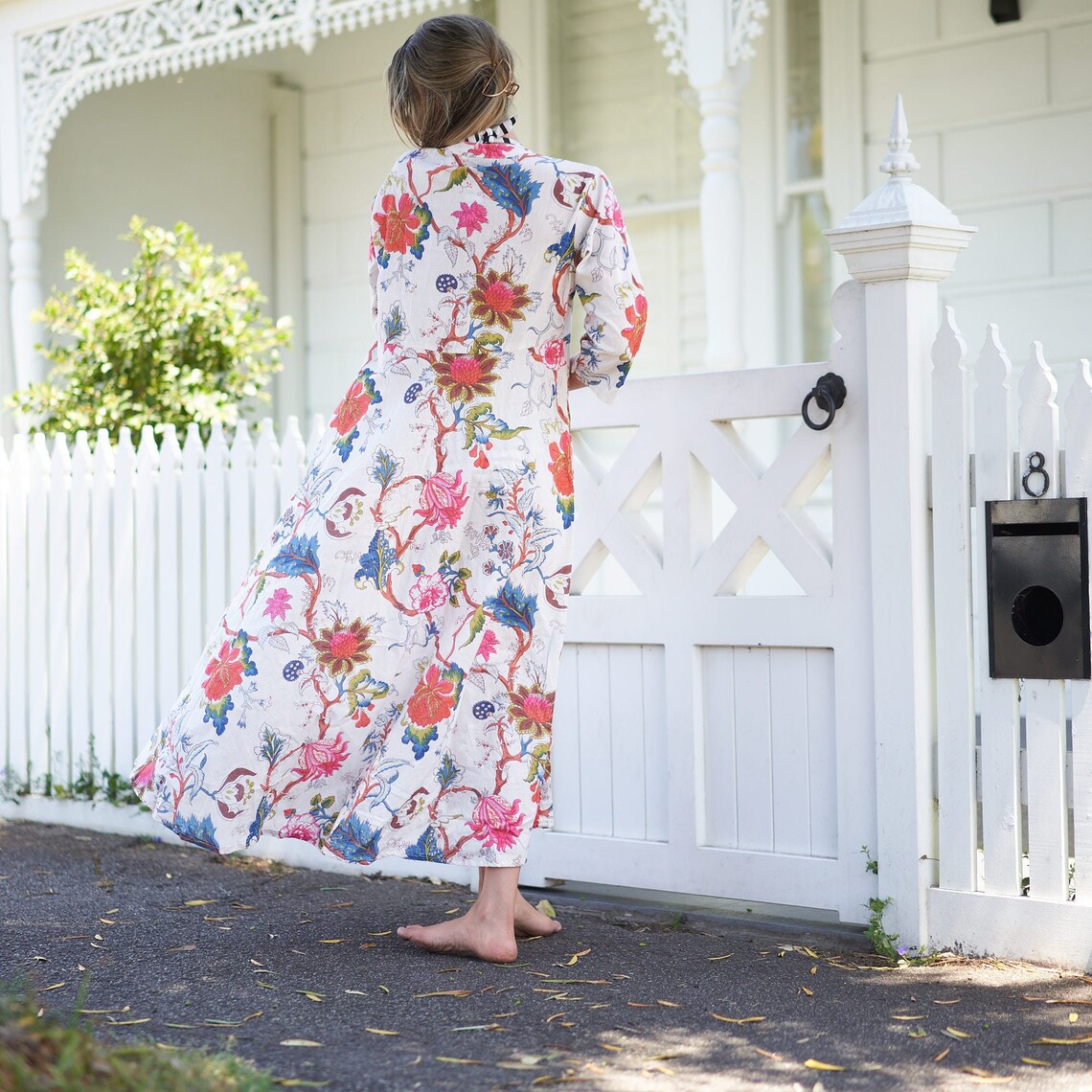 Elegant wrap kimono-style boho maxi dress
