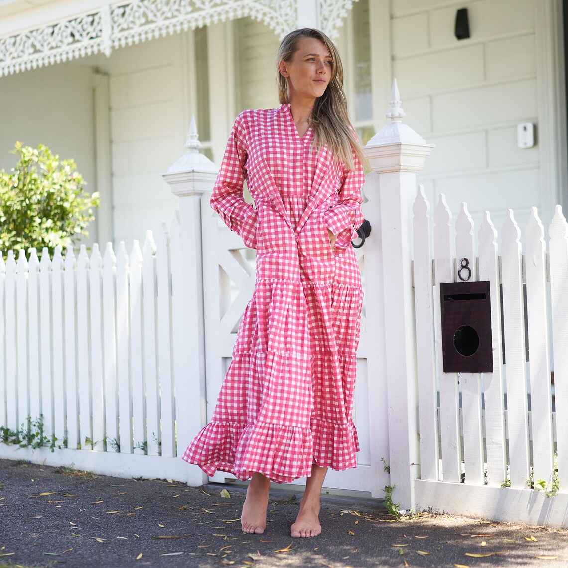 Elegant long dress with a soft, flowing design
