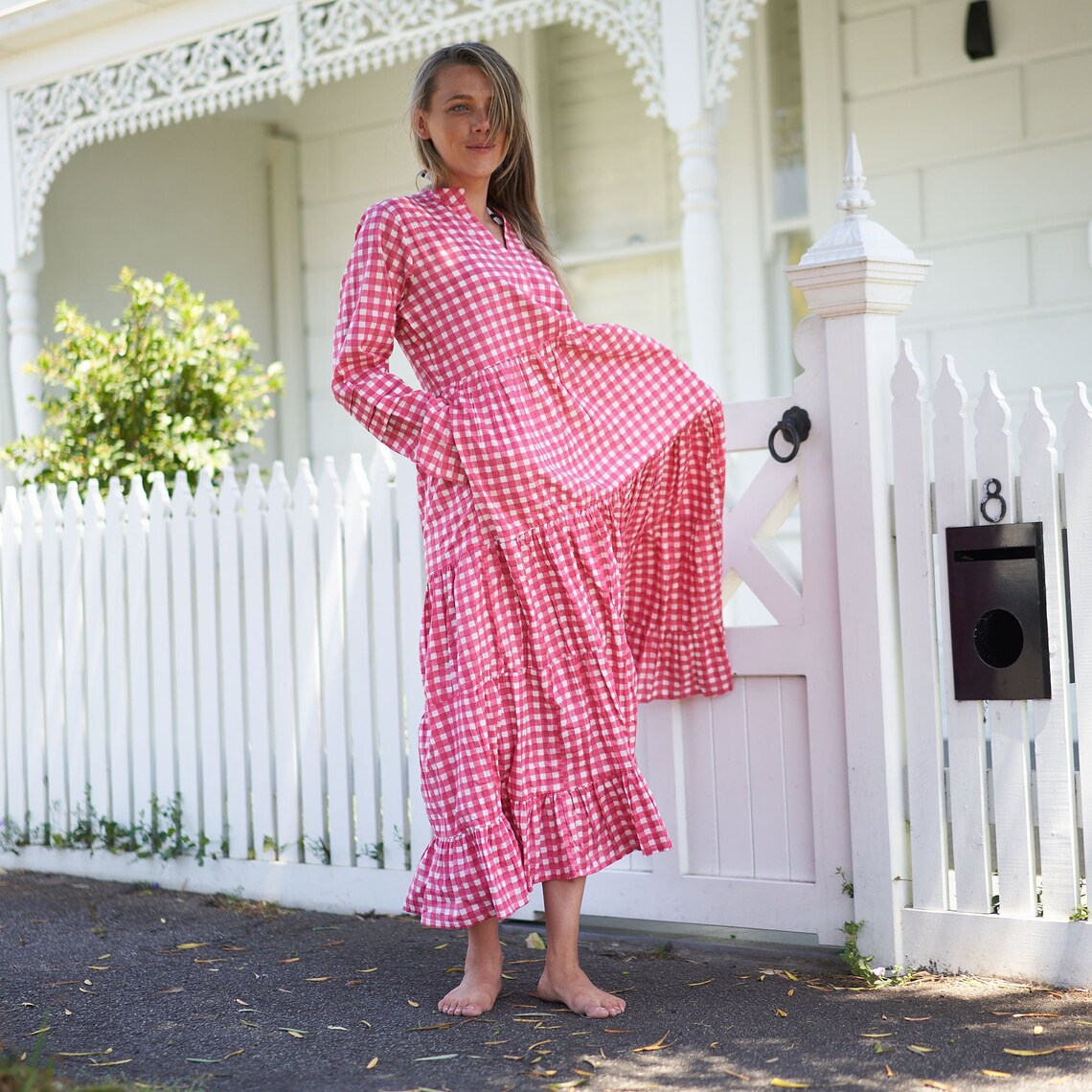 Vacation Vibes 100% Cotton Maxi Dress – Boho Floral Hand-Screen Printed, S/M & L/XL, Limited Edition
