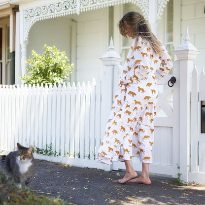 Elegantly Exotic 100% Cotton Maxi Dress – Boho Floral Hand-Screen Printed, Available in S/M & L/XL, Beach or Evening Wear, Limited Edition