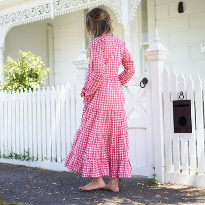 Vacation Vibes 100% Cotton Maxi Dress – Boho Floral Hand-Screen Printed, S/M & L/XL, Limited Edition
