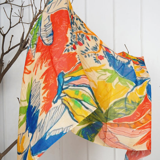 Cream/Yellow Silk Modal Scarf - Eco-Friendly, Soft Luxury Head & Neck Wrap