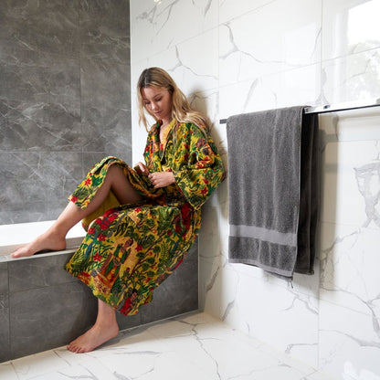 Belle Fleur Kimono Robe – Frida Kahlo Inspired Hand-Printed Velvet