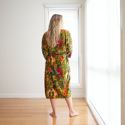 Soft Sophistication Kimono – Hand-Printed Frida Kahlo Inspired Velvet Robe