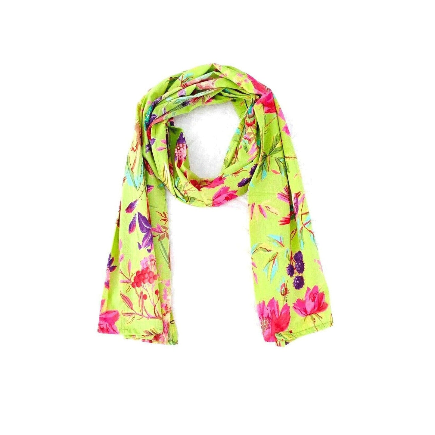 Spring Fling Bird of Paradise Cotton Scarf – Lightweight & Soft