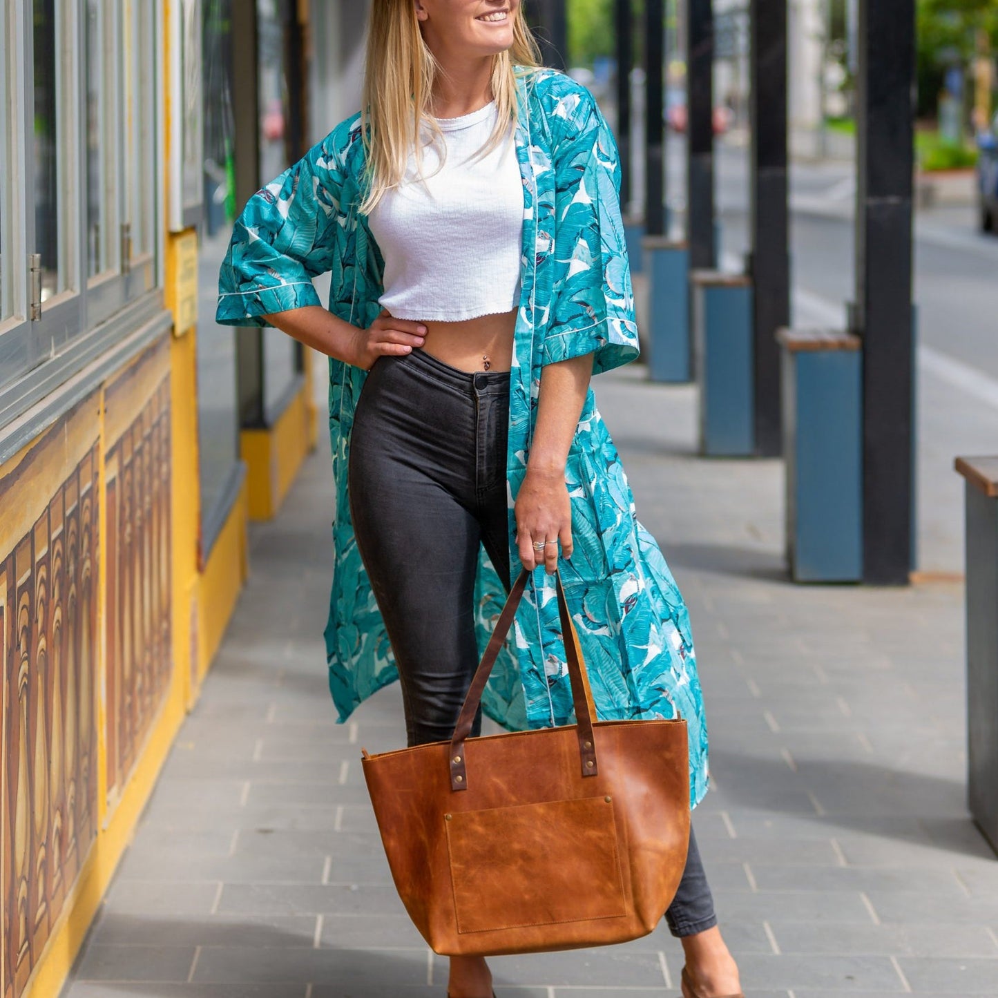 Aqua Jade Jungle Cotton Kaftan – Frida Kahlo Inspired