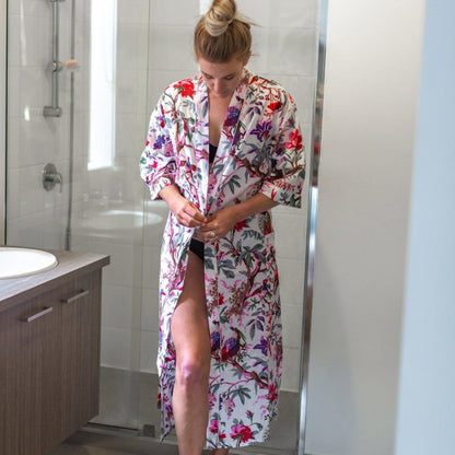 Ivory Aviary Cotton Kimono – Frida Kahlo Inspired