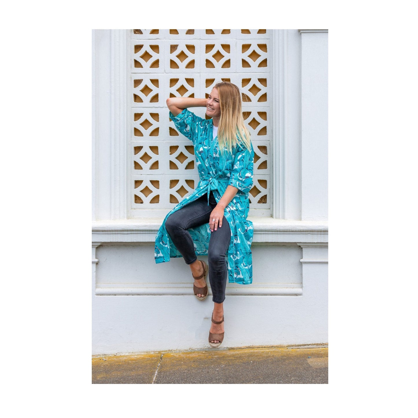 Aqua Jade Jungle Cotton Kaftan – Frida Kahlo Inspired