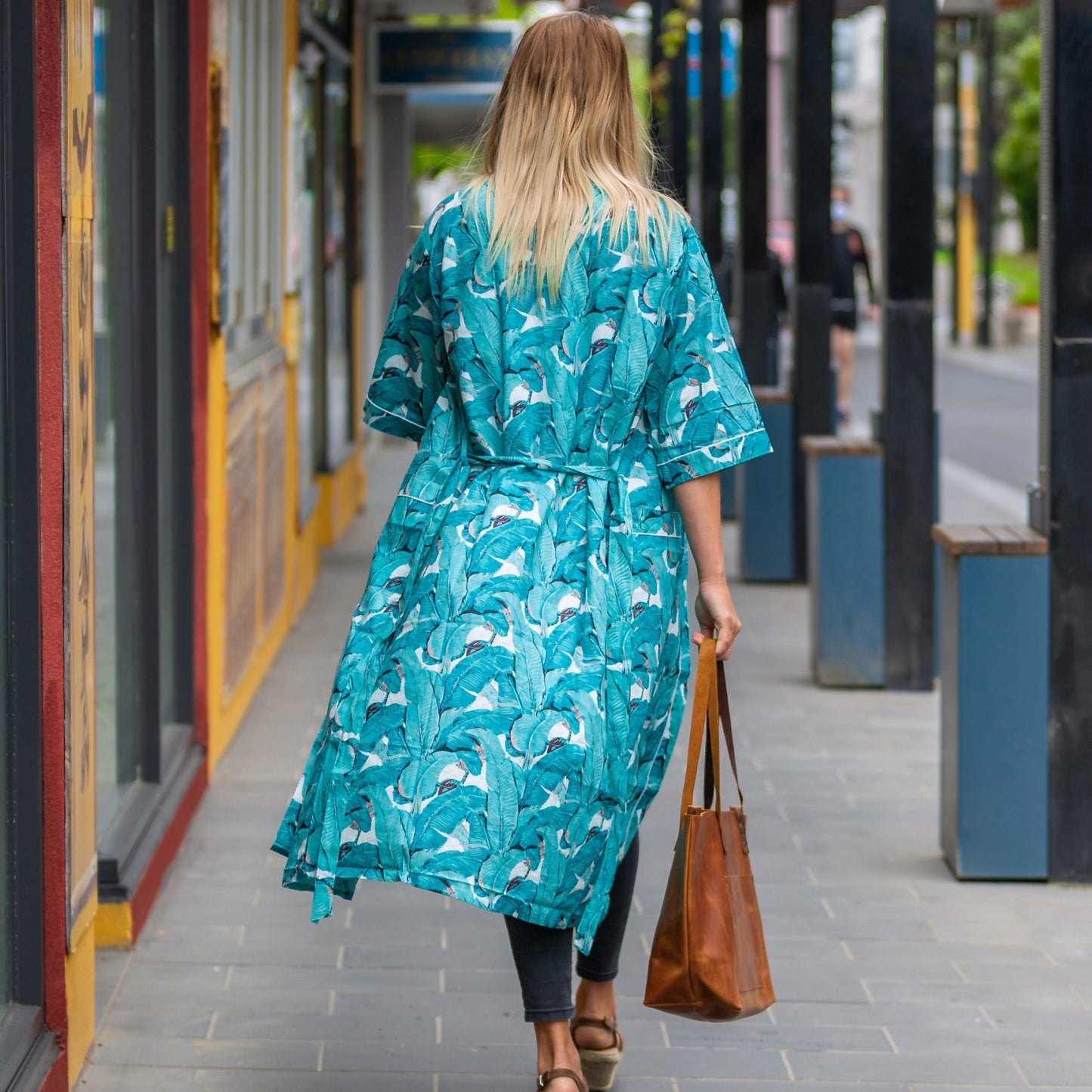 Aqua Jade Jungle Cotton Kaftan – Frida Kahlo Inspired