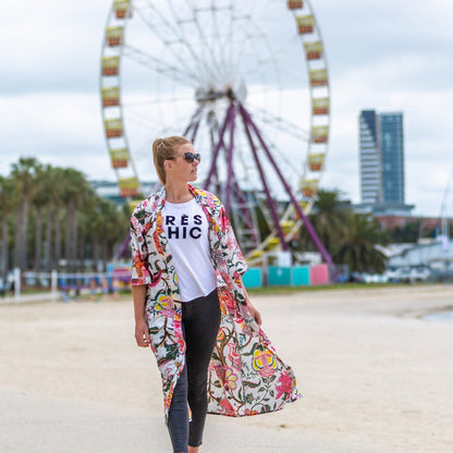 Blooming Blanche Cotton Kimono – Floral Design