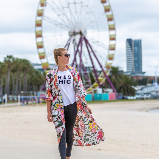 Blooming Blanche Cotton Kimono – Floral Design