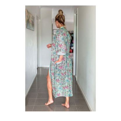 Verdant Valley Cotton Kimono – Frida Kahlo Inspired, Free Size